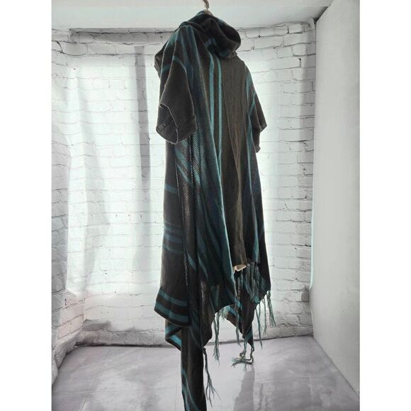 Bamboo Traders Women's Size Large Grey/Blue Striped Open Hooded Sweater - Picture 7 of 7